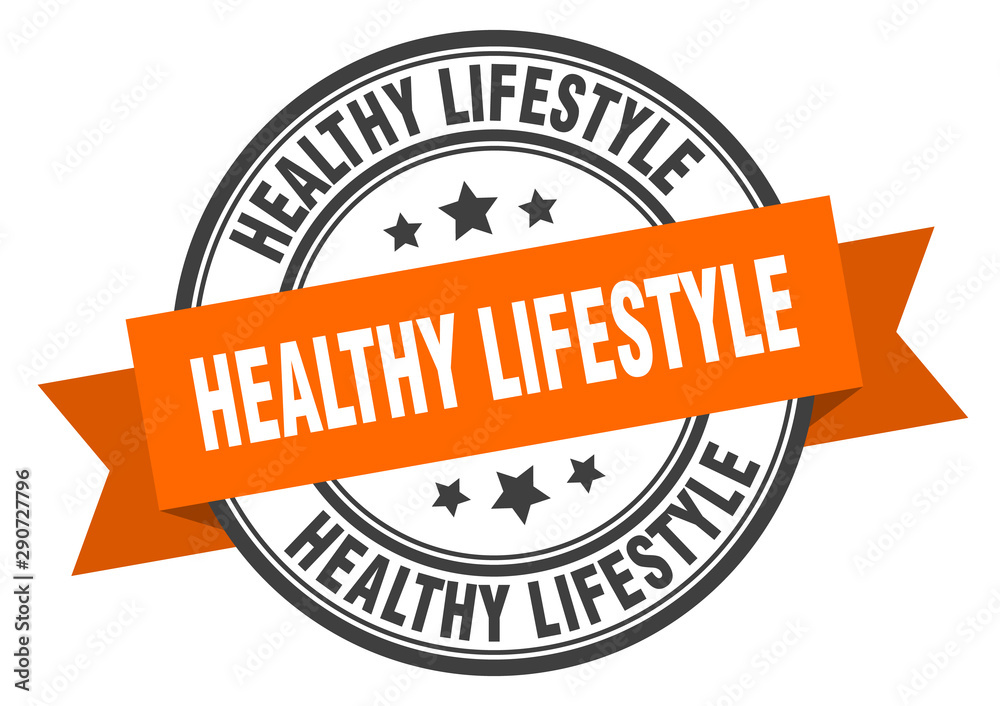 Obraz premium healthy lifestyle label. healthy lifestyle orange band sign. healthy lifestyle
