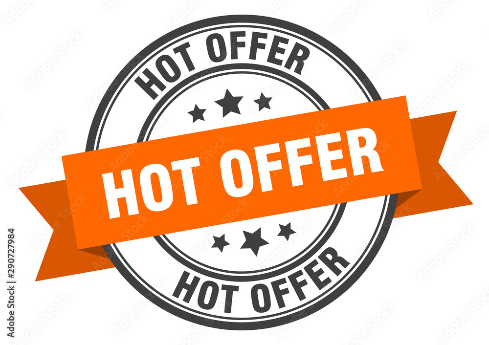 Fototapeta premium hot offer label. hot offer orange band sign. hot offer