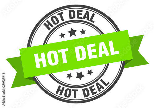 hot deal label. hot deal green band sign. hot deal