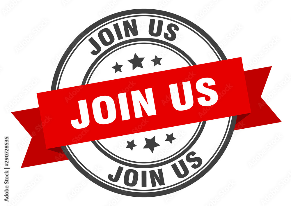 Fototapeta premium join us label. join us red band sign. join us