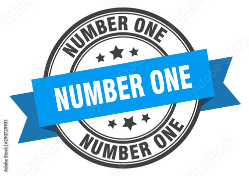 number one label. number one blue band sign. number one