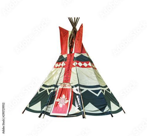 Wigwam isolated on white background. Conical dwelling of Native Americans