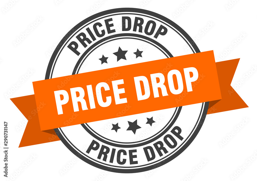 price drop label. price drop orange band sign. price drop price drop label. price drop orange band sign. price drop