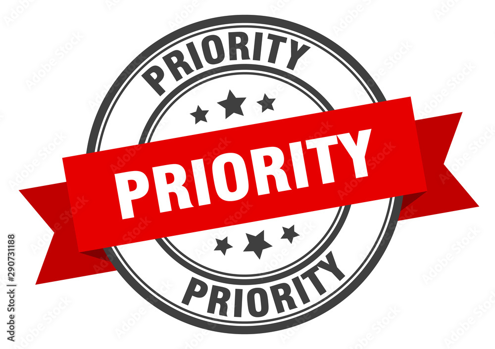 Fototapeta premium priority label. priority red band sign. priority