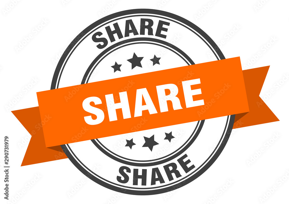 Obraz premium share label. share orange band sign. share