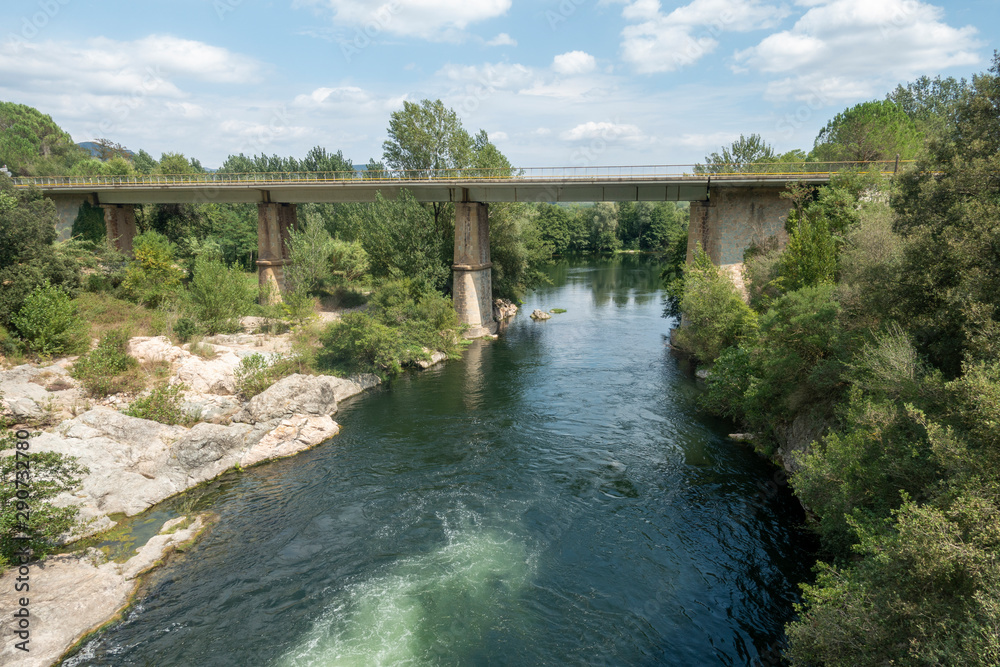 The river ter next to the greenway of Carrilet, Girona The river ter next to the greenway of Carrilet, Girona