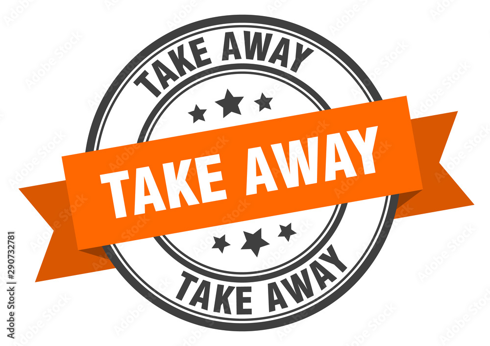 Fototapeta premium take away label. take away orange band sign. take away