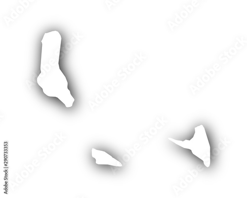 Karte der Komoren mit Schatten