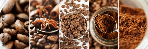 Collage made of different close-up images of coffee © Glevalex
