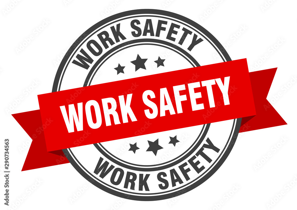 Fototapeta premium work safety label. work safety red band sign. work safety