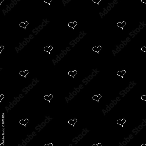 Cute cartoon heart pattern with hand drawn hearts. Sweet vector black and white heart pattern. Seamless monochrome doodle heart pattern for textile, wallpapers, wrapping paper, cards and web.