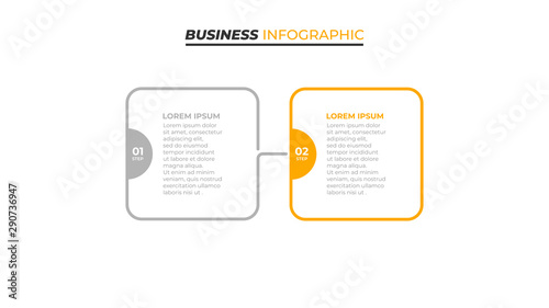 Vector infographic template. Business concept with 2 steps, options, processes and square text box creative design. Vector illustration.