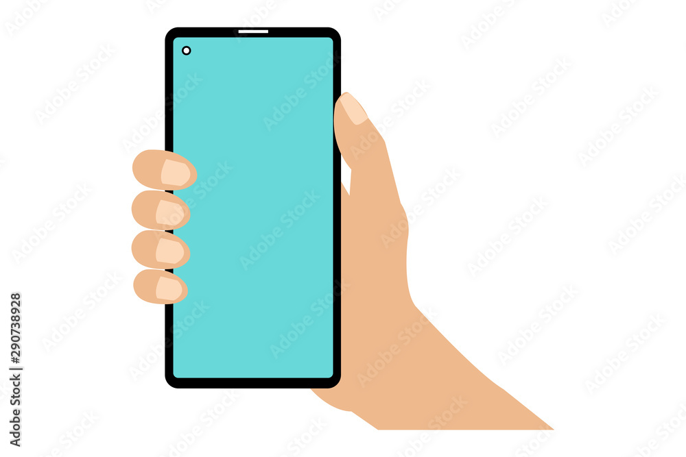 Hand holding smartphone, cellphone icon vector. mobile phone in hand. Business concept vector illustration.