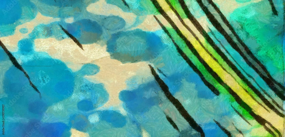 Fototapeta premium Abstraction painted in oil. Colorful texture background. Multicolored wallpaper graphic design. Pattern for creating artworks and prints. Crazy bright colors style. Cartoon draw.