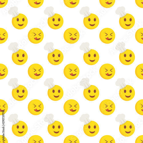 Smiley face seamless pattern. Vector background.