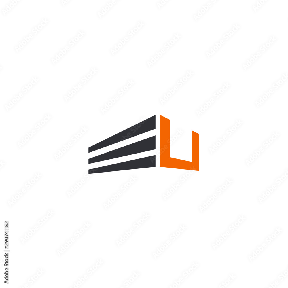 Fototapeta premium U initial letter, modern logo design template
