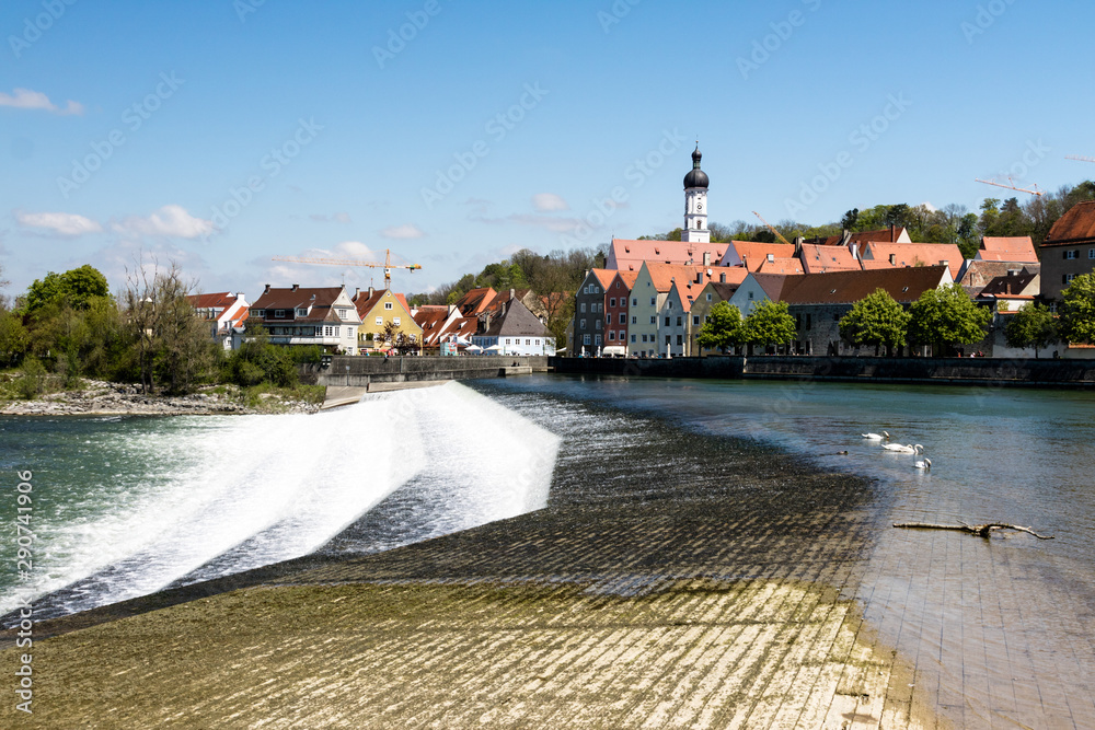 Obraz premium Overflow spillway on a river