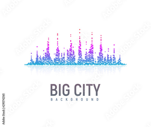Isolated stylized colorful city landscape like a sound waves. Vector illustration Eps 10