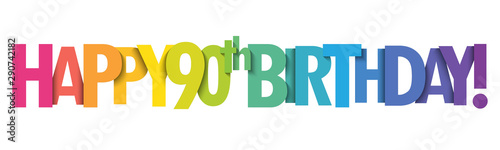 HAPPY 90th BIRTHDAY! rainbow typography banner