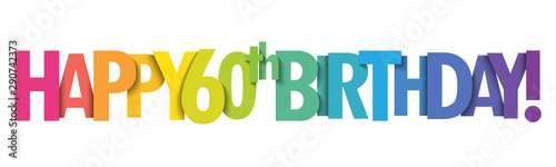HAPPY 60th BIRTHDAY! colorful typography banner