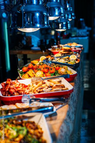 Breakfast Buffet Concept, Breakfast Time in Luxury Hotel, Brunch with Family in Restaurant - Image