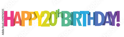 HAPPY 20th BIRTHDAY! rainbow typography banner
