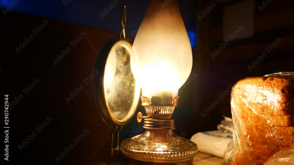 Old kerosene lamp on the table