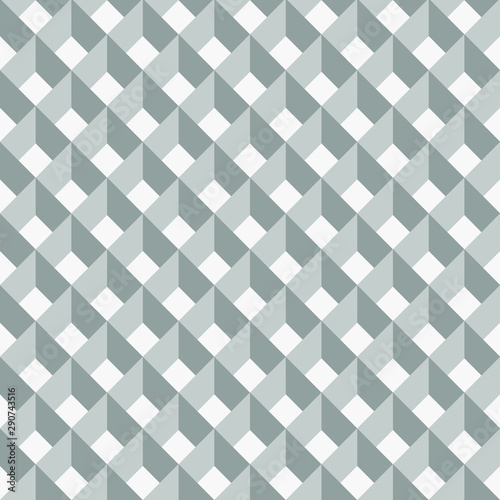 Abstract light gray 3d effect polygon geometry seamless pattern with rhombus tile. Vector eps10