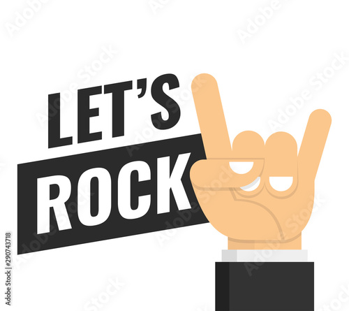 Let's Rock poster. Vector typographic quote for rock festival or concert design. Can be printed on T-shirts, bags, posters, invitations, cards, etc. 