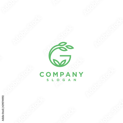Initial G leaf logo icon. vector