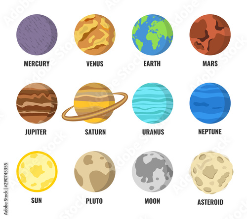 Colorful planets set. Vector illustration.