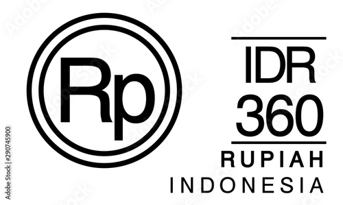 Rp, IDR, 360, Rupiah, Indonesia Banking Currency icon typography logo banner set isolated on background. Abstract concept graphic element. Collection of currency symbols ISO 4217 signs used in country