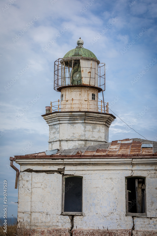 Old abandoned lighthouse, Sakhalin island, Russia Old abandoned lighthouse, Sakhalin island, Russia