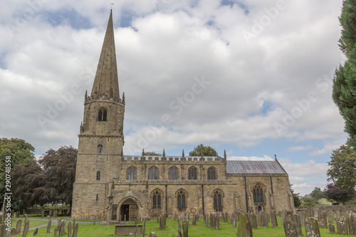 Church with a spire in England