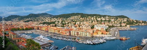 Panorama of Old Port of Nice with yachts, France photo