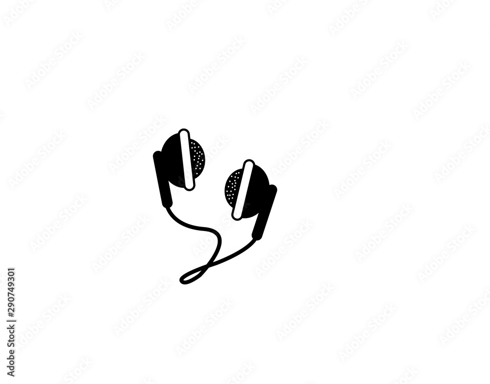 Earphones With Connector Icon Illustration Earphones With Connector Icon Illustration