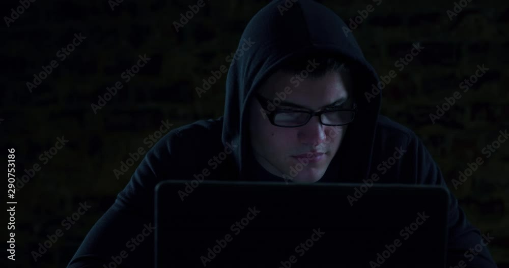 Hacker using computer