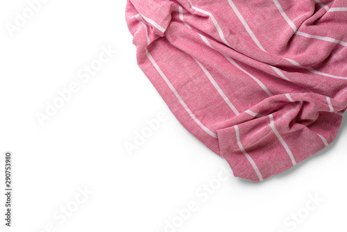 Towel. Top view. Summer holiday concept element. Isolated on white background.