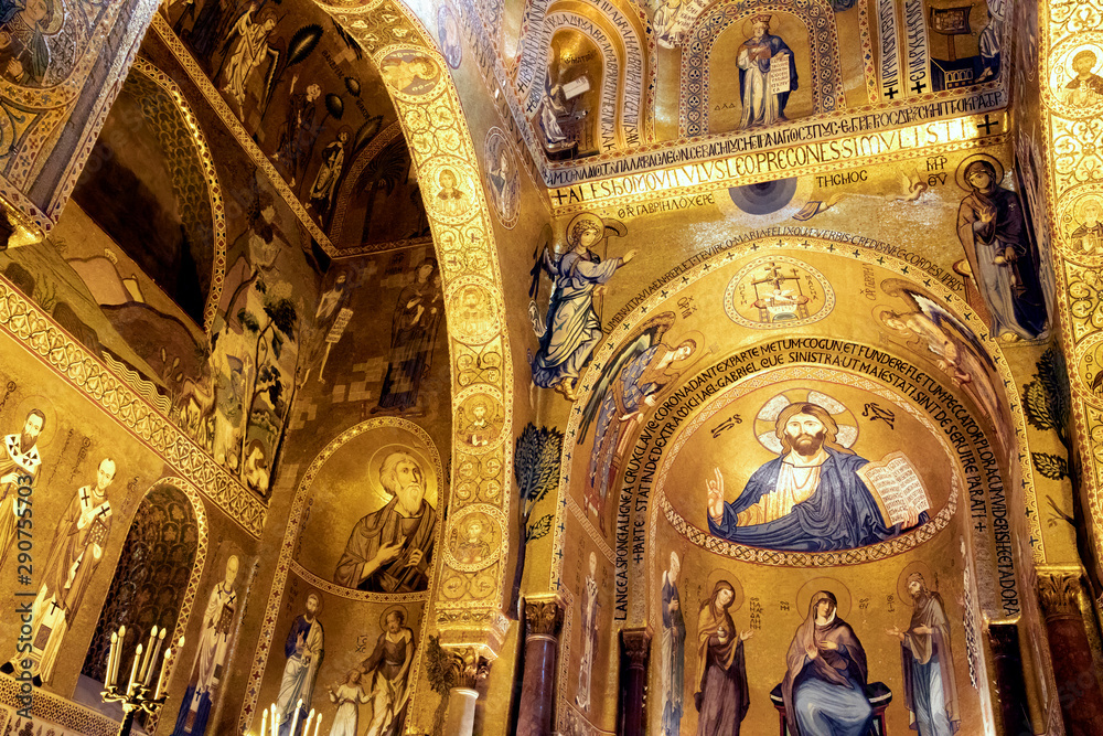 Beauty of Palatine Chapel mosaics in Palermo, Italy