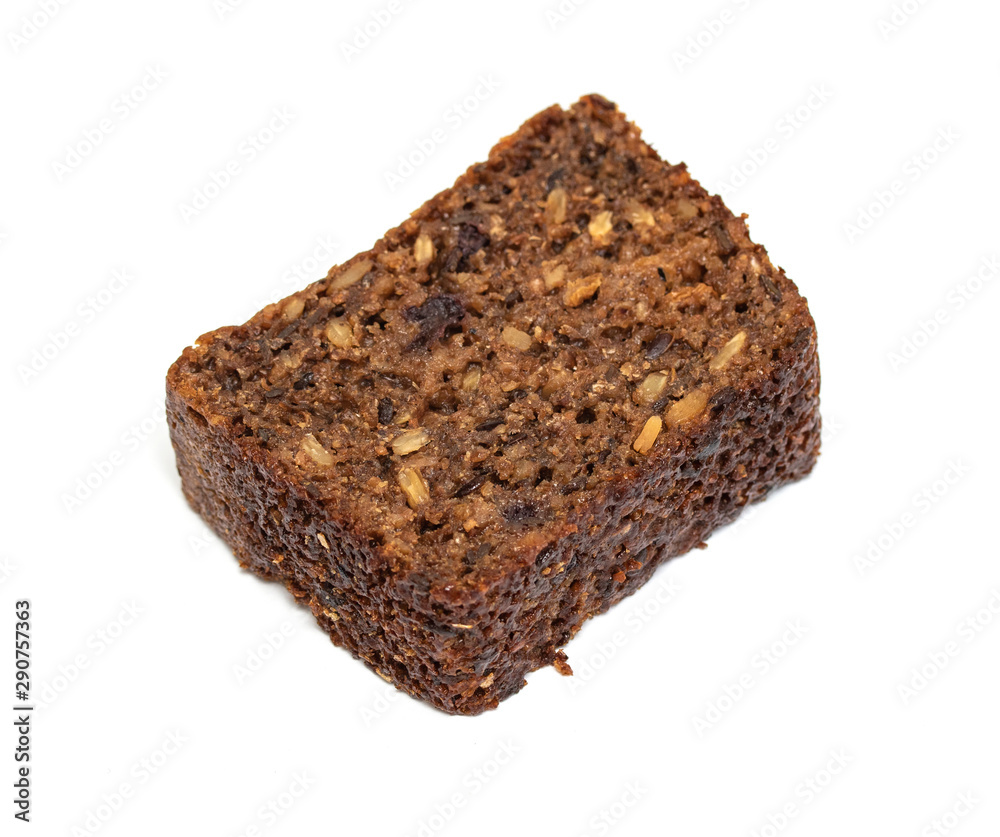 Rye bread with raisins on a white background. Phyto for slimming bread. Rye bread with raisins on a white background. Phyto for slimming bread.