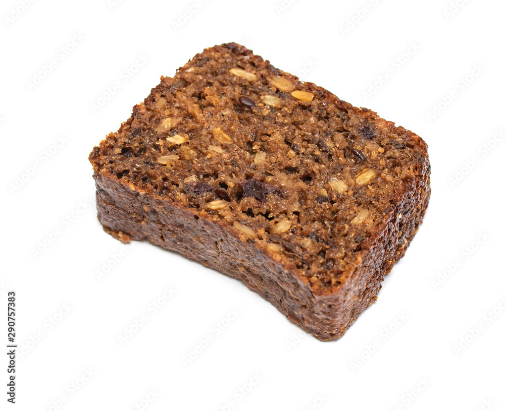 Rye bread with raisins on a white background. Phyto for slimming bread. Rye bread with raisins on a white background. Phyto for slimming bread.