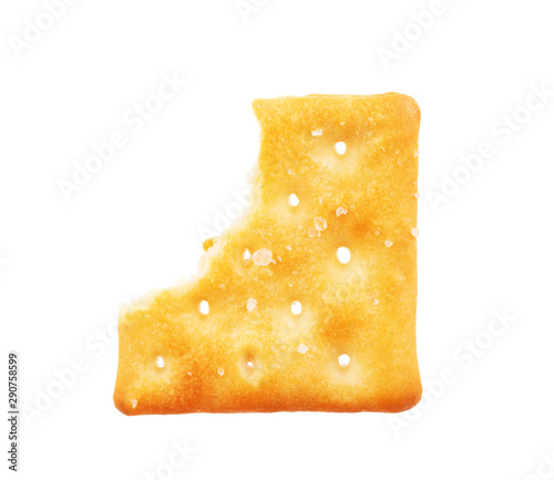 Bitten cracker on a white background