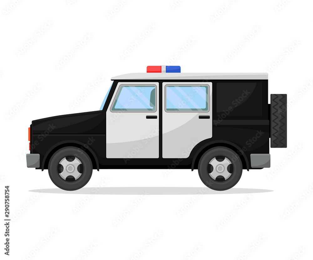 Police jeep. Vector illustration on a white background.