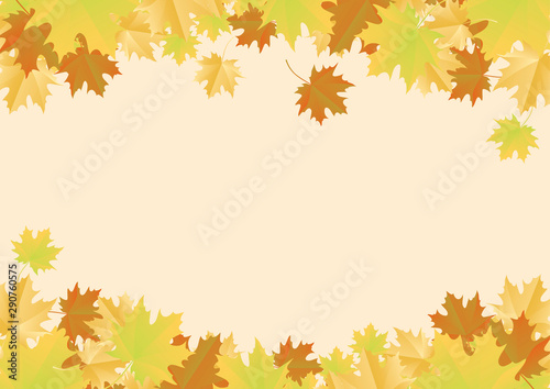 Autumn frame with maple leaves vector. Autumn leaves border. Autumn vector illustration. Autumn falling leaves vector. Colorful falling leaves illustration. Frame of maple leaves on a white background