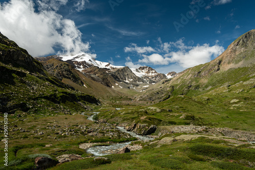 Martell valley in South Tyrol on a sunny day in summer