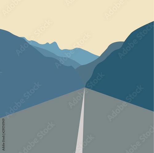 Road to the mountains - simple illustration