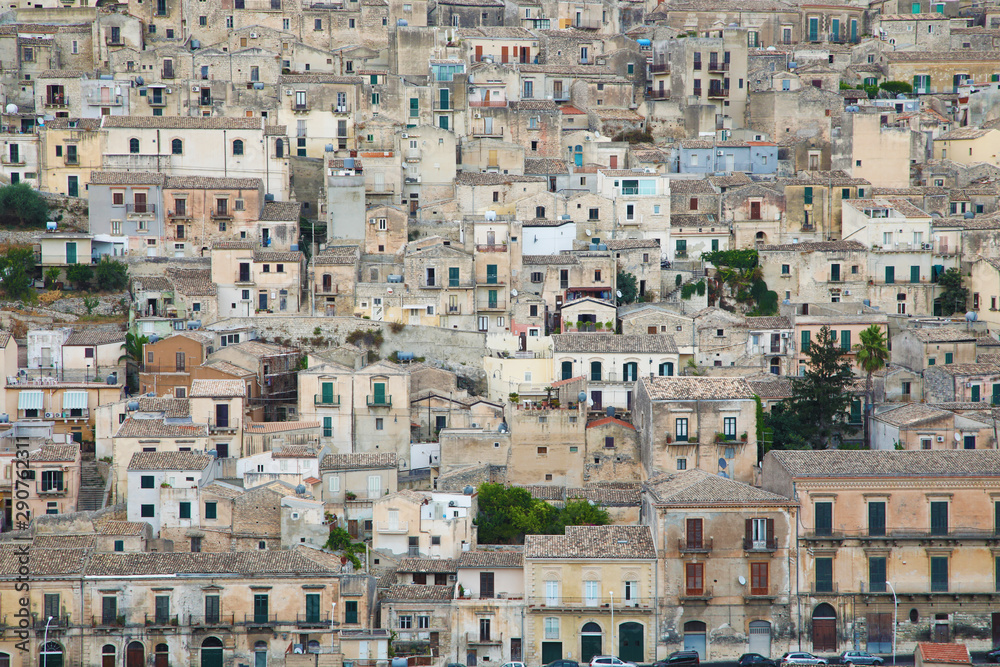 Background of old houses of Modica, Sicily