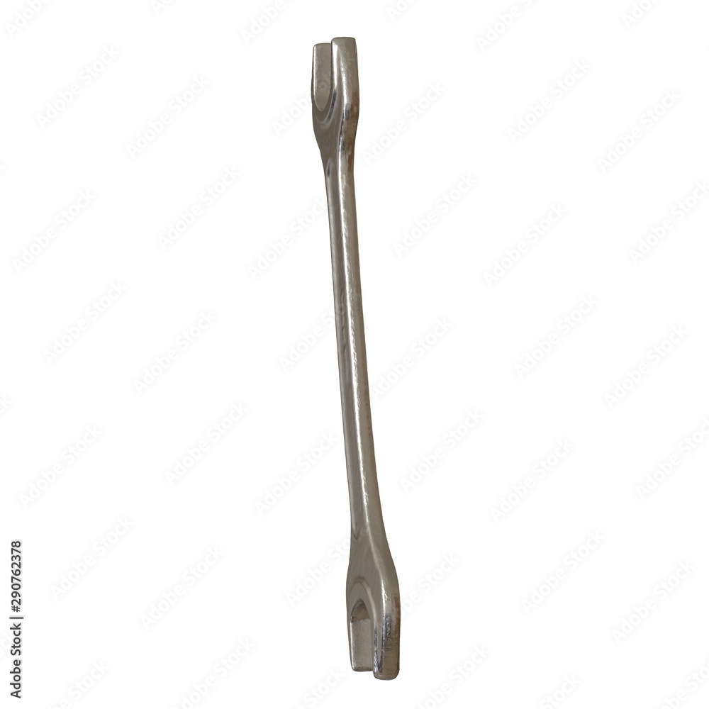 Silver two way metal wrench isolated on white background. 3D rendering of excellent quality in high resolution Silver two way metal wrench isolated on white background. 3D rendering of excellent quality in high resolution