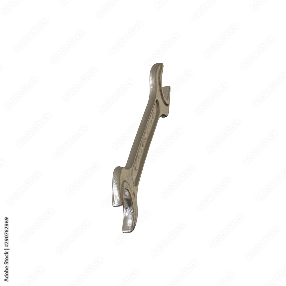 Silver two way metal wrench isolated on white background. 3D rendering of excellent quality in high resolution Silver two way metal wrench isolated on white background. 3D rendering of excellent quality in high resolution