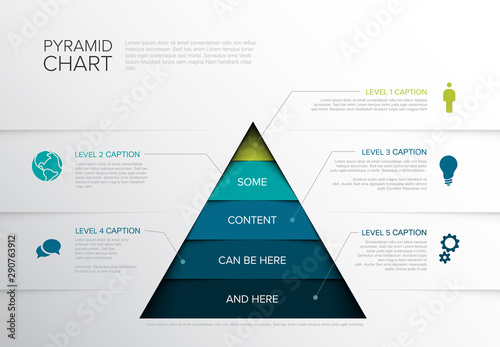 Vector Infographic five tier Pyramid chart diagram template